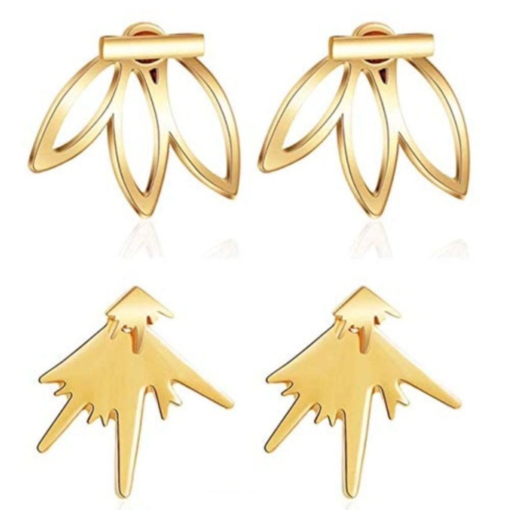 NWT Bundle Set 2 Pairs Bright Gold Jacket Earrings